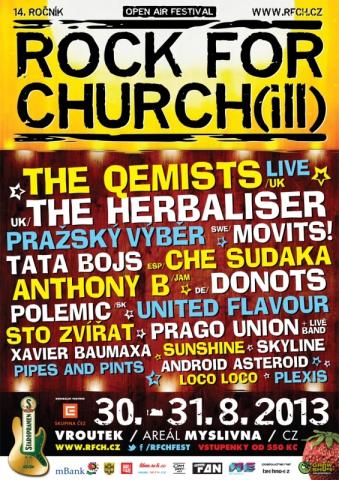 Na festival Rock for Church(ill) letos přijedou The Qemists, Anthony B, The Herbaliser, Movits!, Pražský výběr, Tata bojs a mnoho dalších