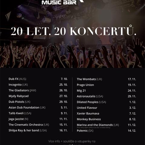 Lucerna Music Bar oslaví 20 let sérií 20 koncertů