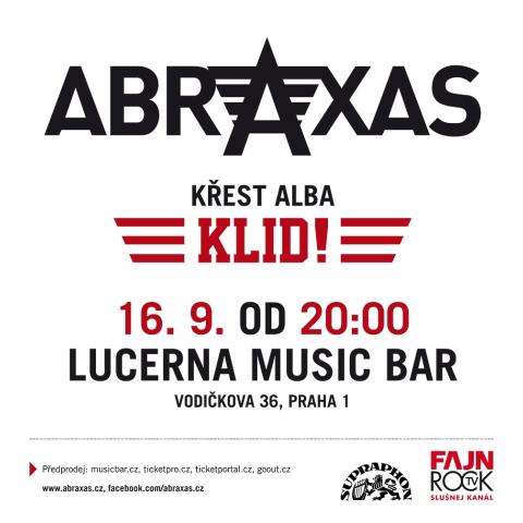ABRAXAS pokřtí úspěšnou novinku Klid! 16. 9. v Lucerna Music Baru. Asistovat budou Milan Cais a Electric Lady